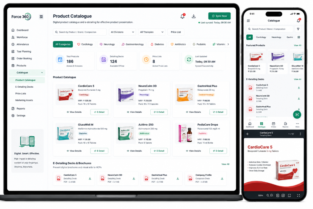 Product Catalogue & E-Detailing UI Mockup