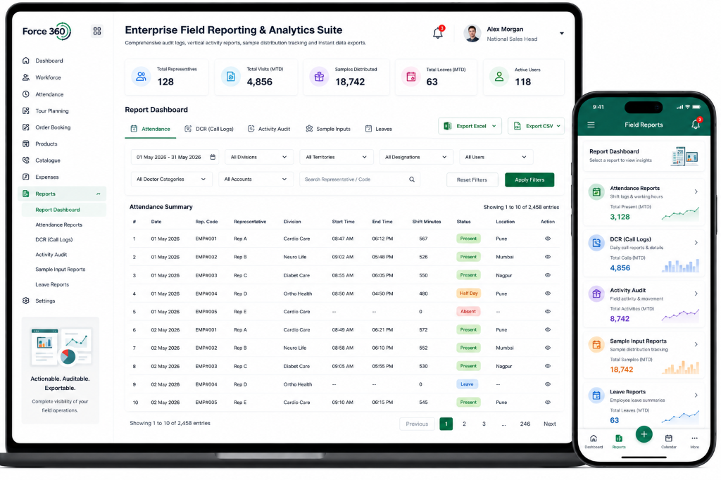 Reporting Suite UI Mockup